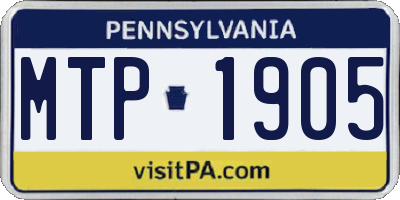 PA license plate MTP1905