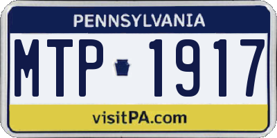 PA license plate MTP1917