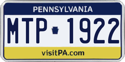 PA license plate MTP1922