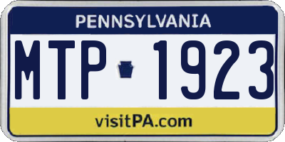 PA license plate MTP1923