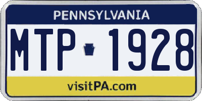 PA license plate MTP1928