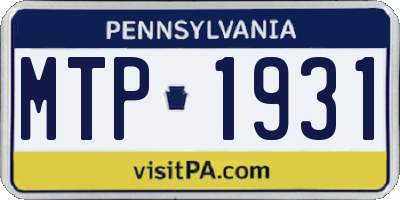 PA license plate MTP1931