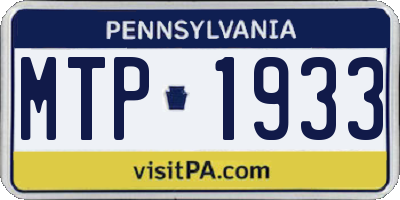 PA license plate MTP1933