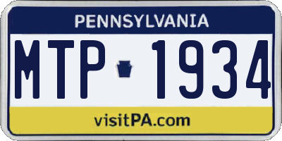 PA license plate MTP1934
