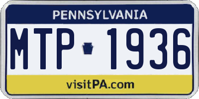 PA license plate MTP1936