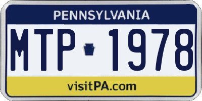 PA license plate MTP1978