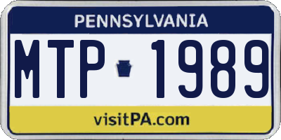 PA license plate MTP1989
