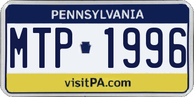 PA license plate MTP1996