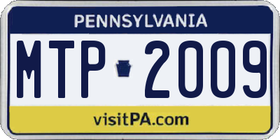 PA license plate MTP2009
