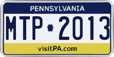 PA license plate MTP2013