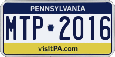 PA license plate MTP2016