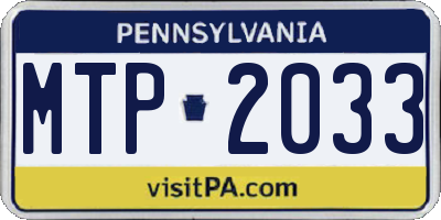 PA license plate MTP2033