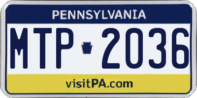 PA license plate MTP2036