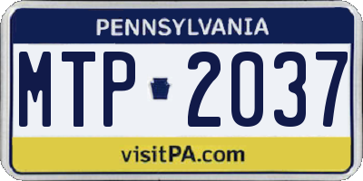 PA license plate MTP2037
