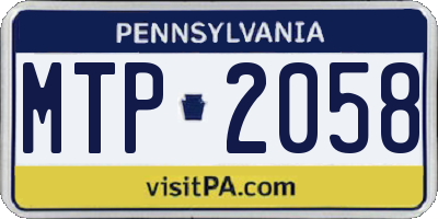PA license plate MTP2058