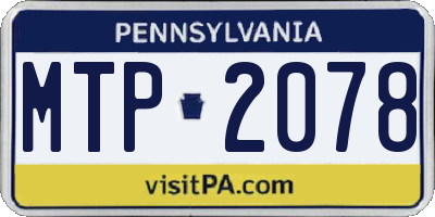 PA license plate MTP2078