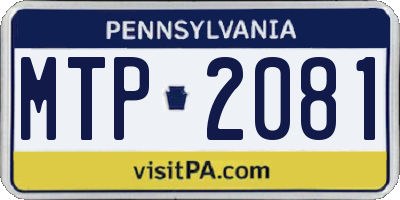 PA license plate MTP2081
