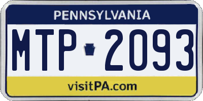 PA license plate MTP2093