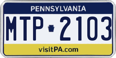 PA license plate MTP2103