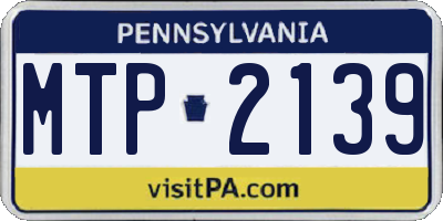 PA license plate MTP2139