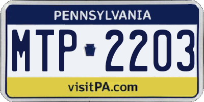 PA license plate MTP2203