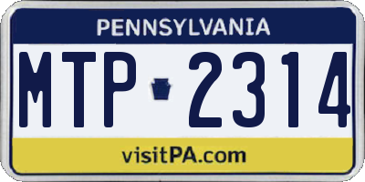 PA license plate MTP2314