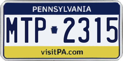 PA license plate MTP2315