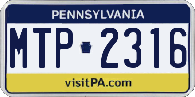 PA license plate MTP2316