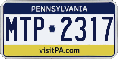 PA license plate MTP2317