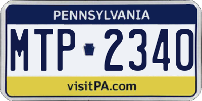 PA license plate MTP2340