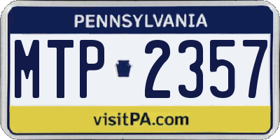 PA license plate MTP2357