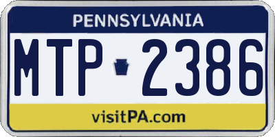 PA license plate MTP2386