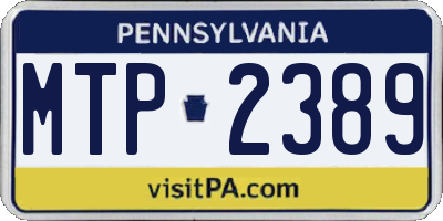 PA license plate MTP2389