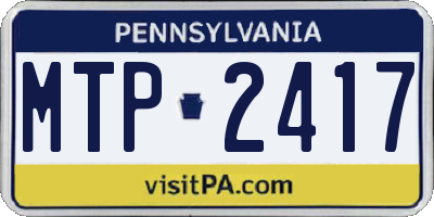 PA license plate MTP2417