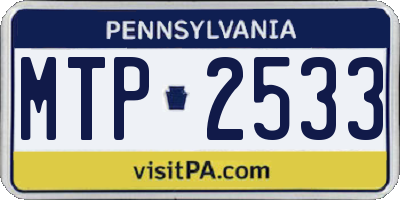 PA license plate MTP2533