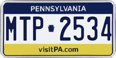 PA license plate MTP2534
