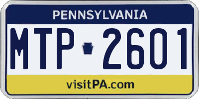 PA license plate MTP2601