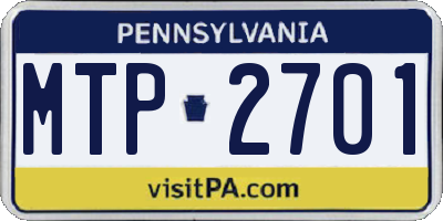 PA license plate MTP2701