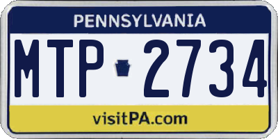 PA license plate MTP2734
