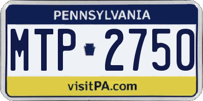PA license plate MTP2750