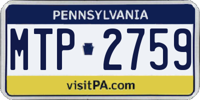 PA license plate MTP2759