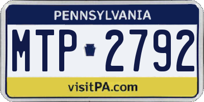 PA license plate MTP2792