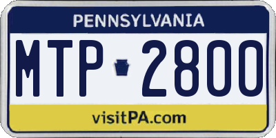 PA license plate MTP2800