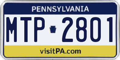 PA license plate MTP2801