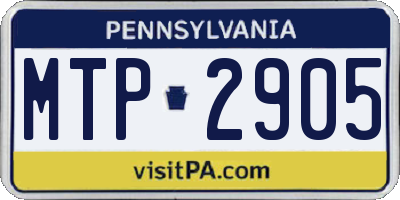 PA license plate MTP2905