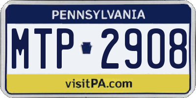 PA license plate MTP2908