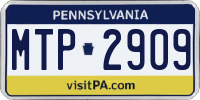 PA license plate MTP2909