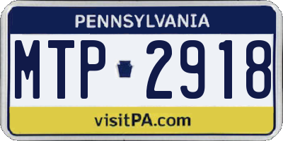 PA license plate MTP2918