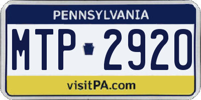 PA license plate MTP2920