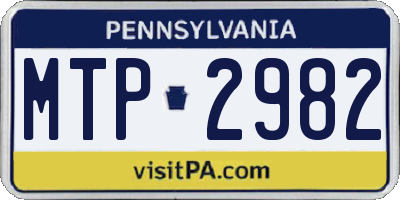 PA license plate MTP2982